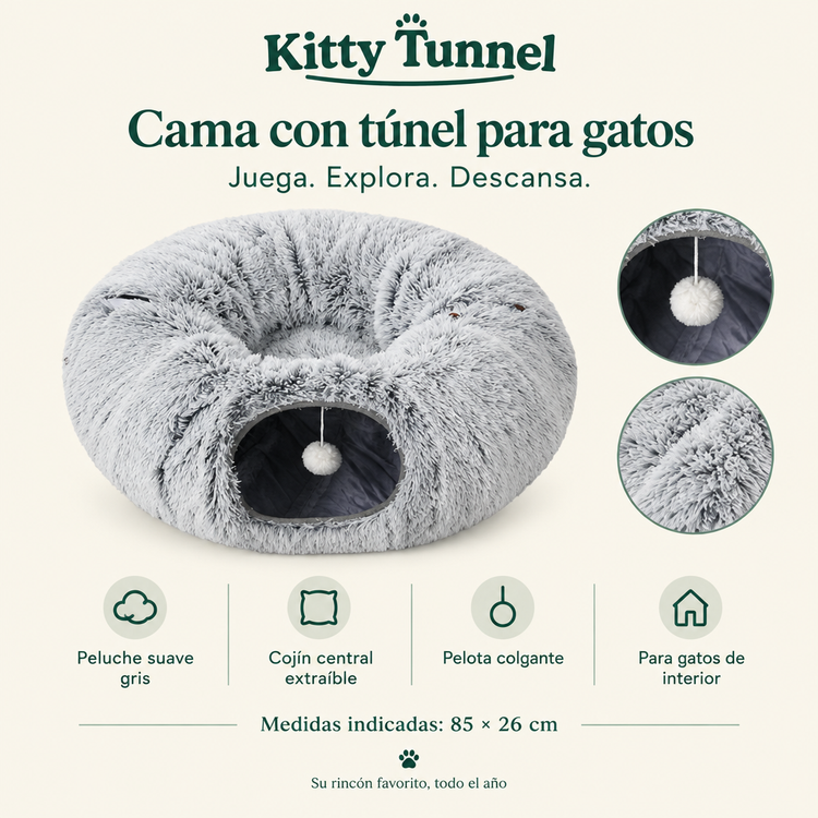 Plush gray tunnel bed